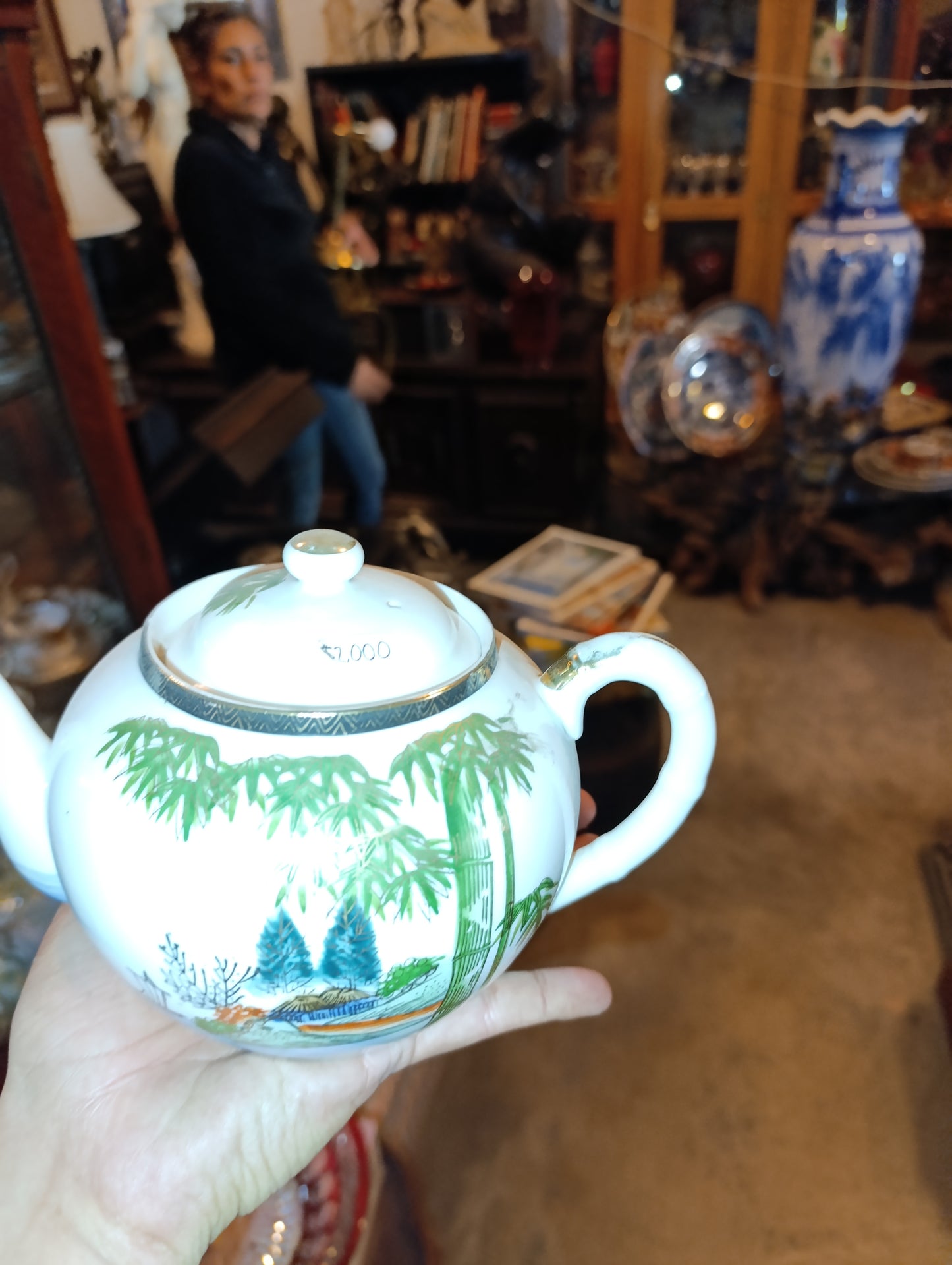 Juego de Té Japonés Vintage Pintado a Mano | Escena Costera | Completo con 6 Tazas y Más
