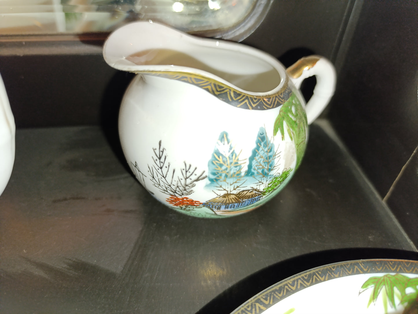 Juego de Té Japonés Vintage Pintado a Mano | Escena Costera | Completo con 6 Tazas y Más