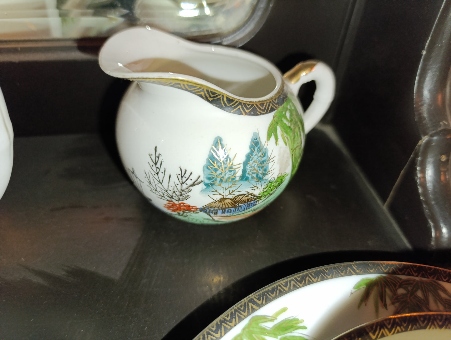 Juego de Té Japonés Vintage Pintado a Mano | Escena Costera | Completo con 6 Tazas y Más