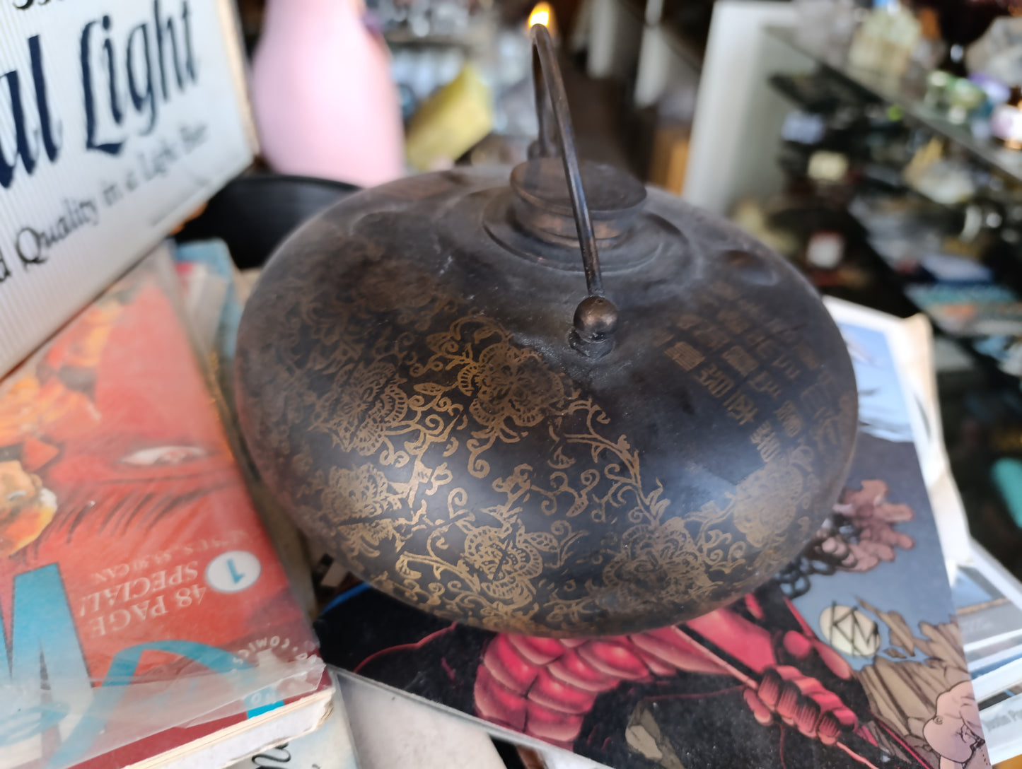 Antiguo Calientamanos Chino de Bronce | Arte Metálico Tradicional