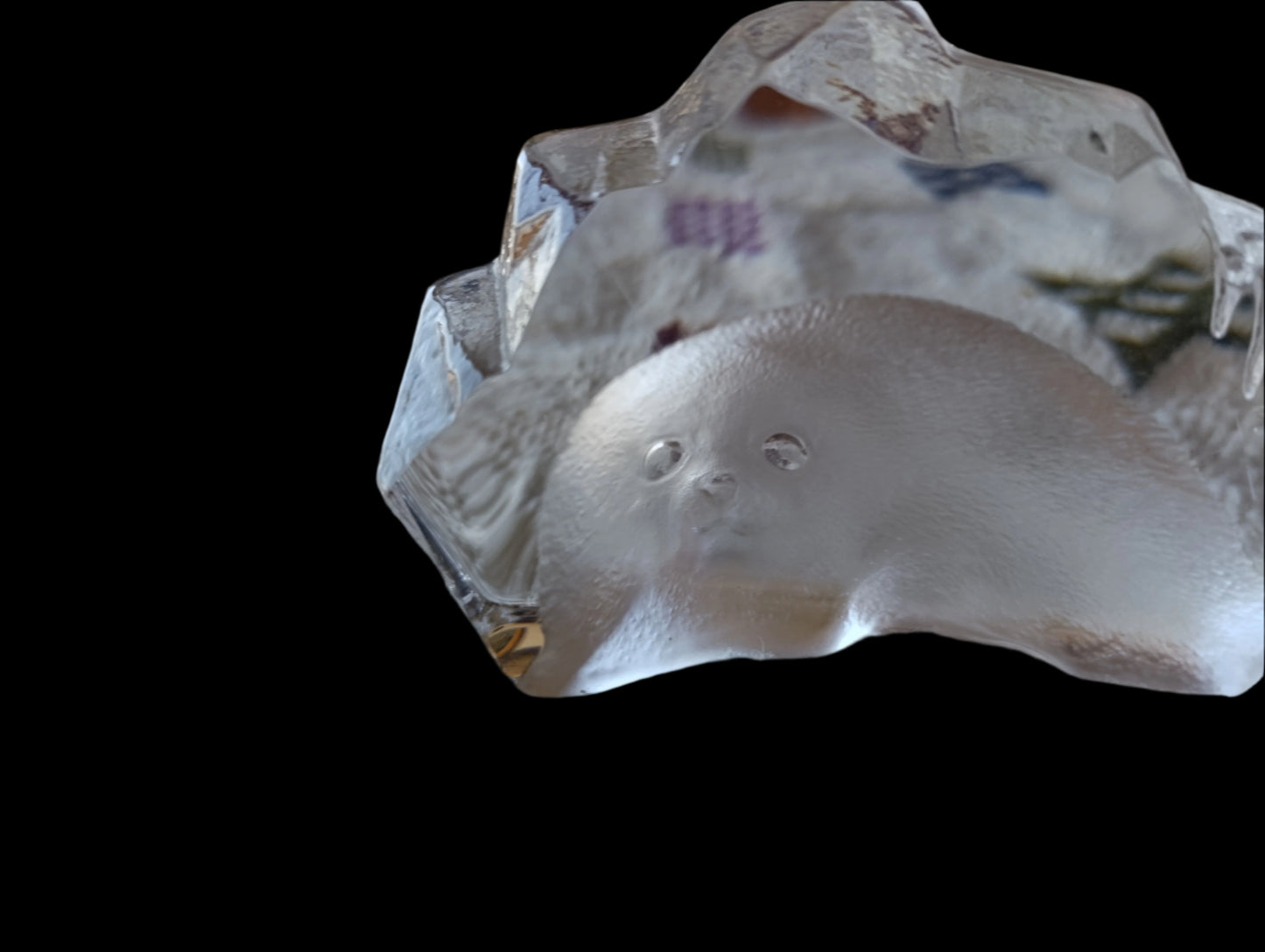 Pisapapeles de Cristal de Plomo Mats Jonasson | Foca Bebé | Firmado y Numerado | Suecia