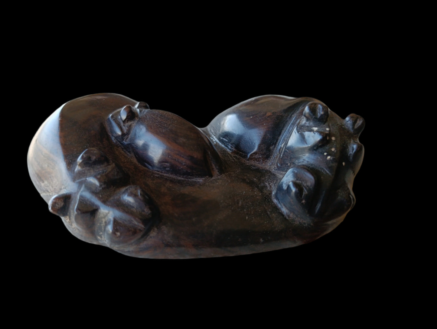 Pisapapeles de Madera Tallada | Familia de Hipopótamos | Artesanía Decorativa