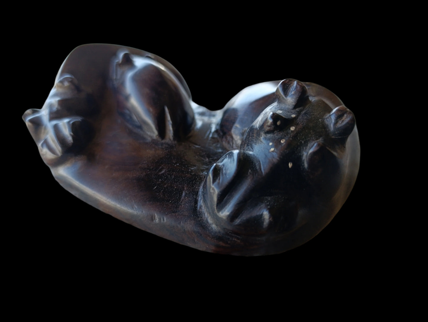 Pisapapeles de Madera Tallada | Familia de Hipopótamos | Artesanía Decorativa