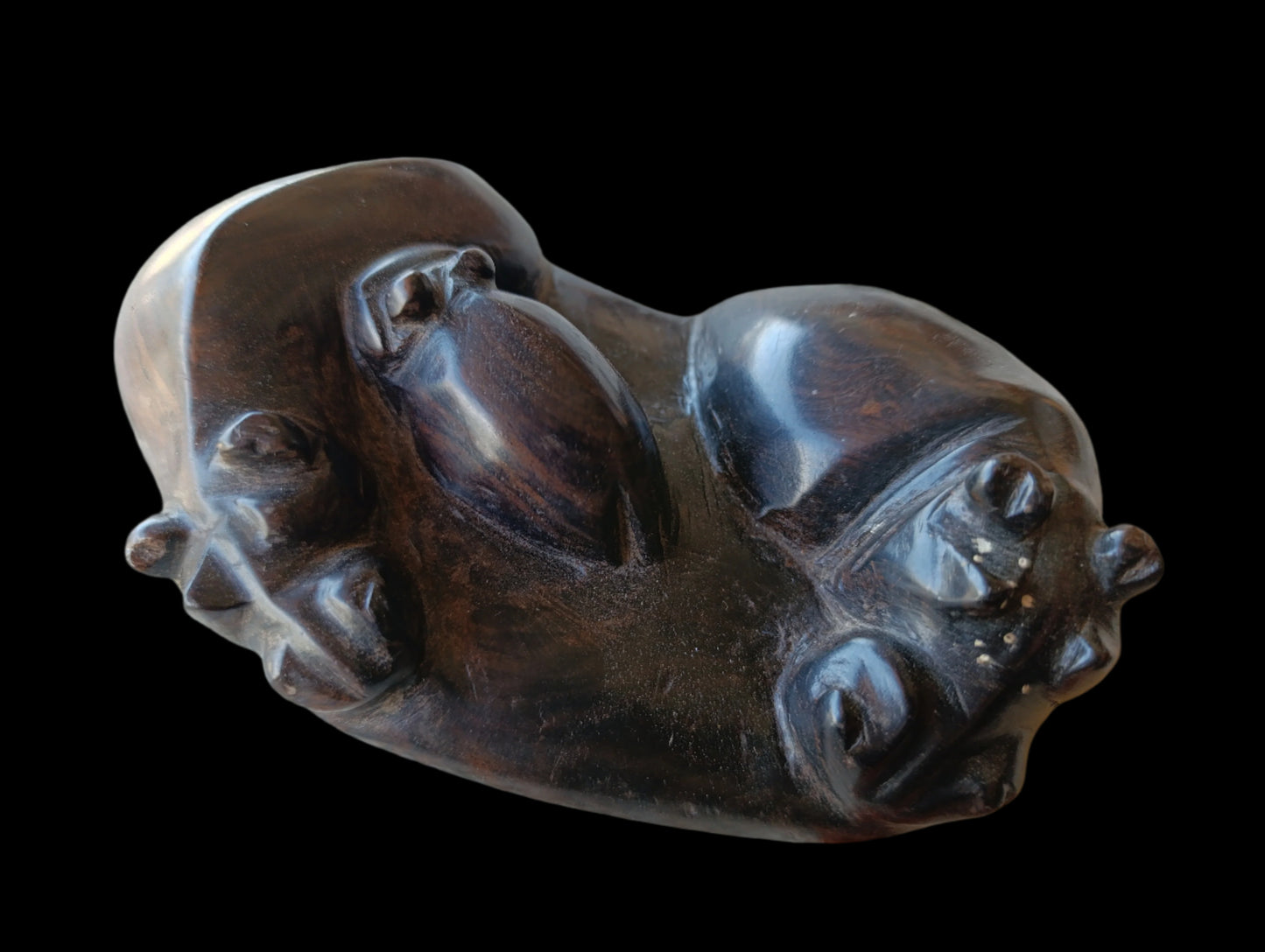 Pisapapeles de Madera Tallada | Familia de Hipopótamos | Artesanía Decorativa