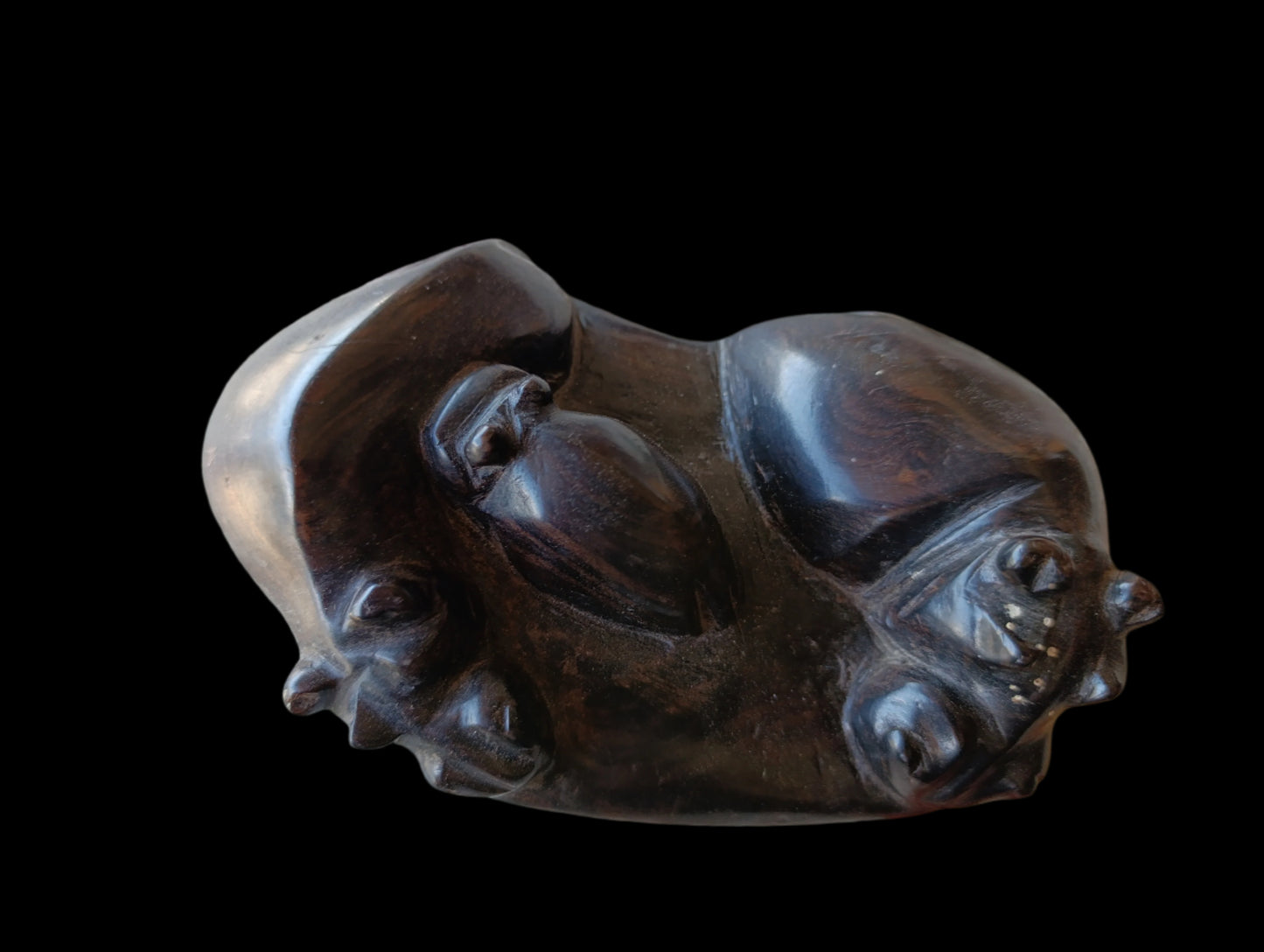 Pisapapeles de Madera Tallada | Familia de Hipopótamos | Artesanía Decorativa