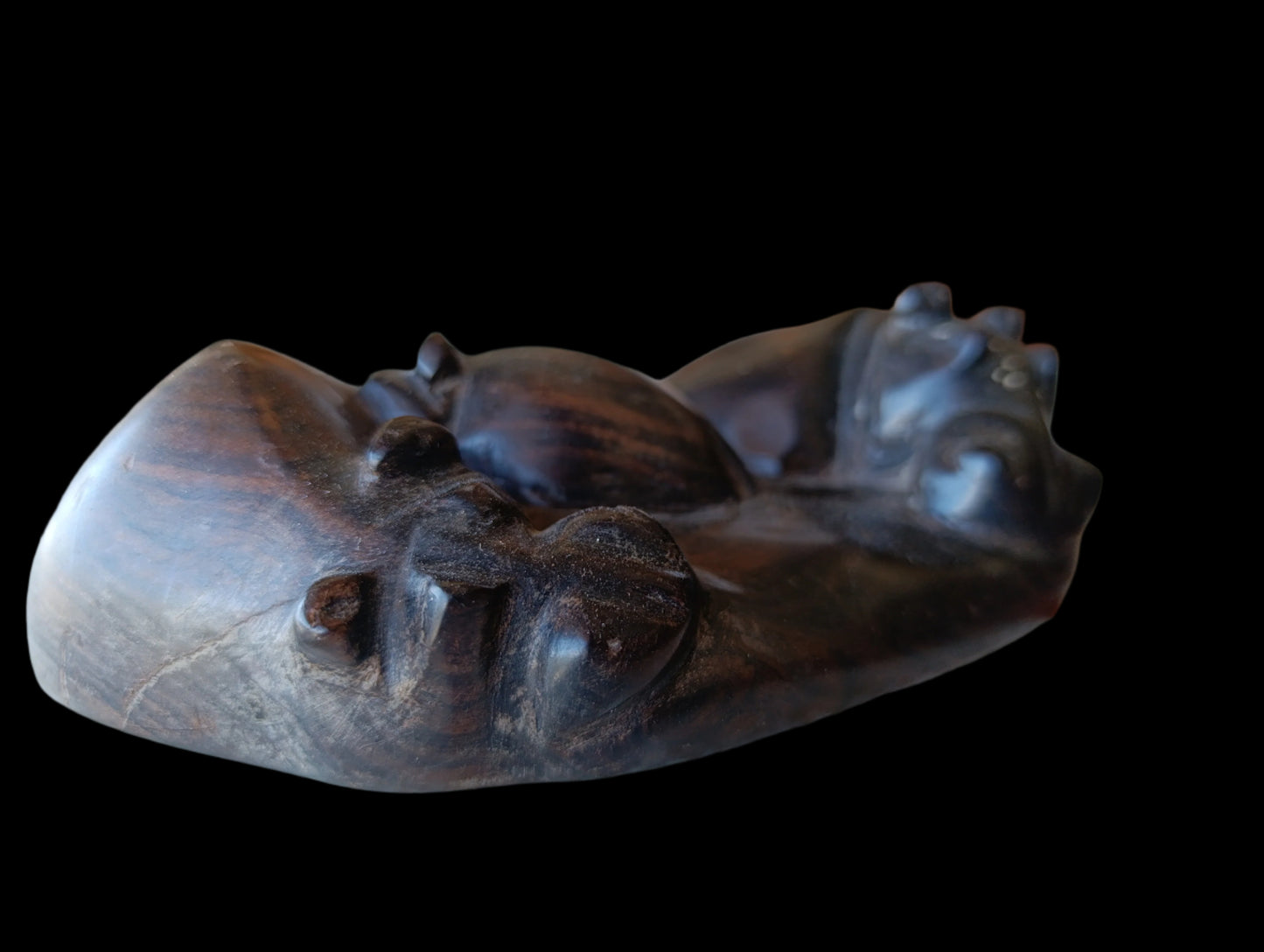Pisapapeles de Madera Tallada | Familia de Hipopótamos | Artesanía Decorativa