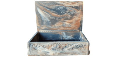 La Caja de Joyería de Piedra GENUINA INCOLAY Vintage con Diseño de Perro Pointer Retriever - Antiques Bazaar Ensenada