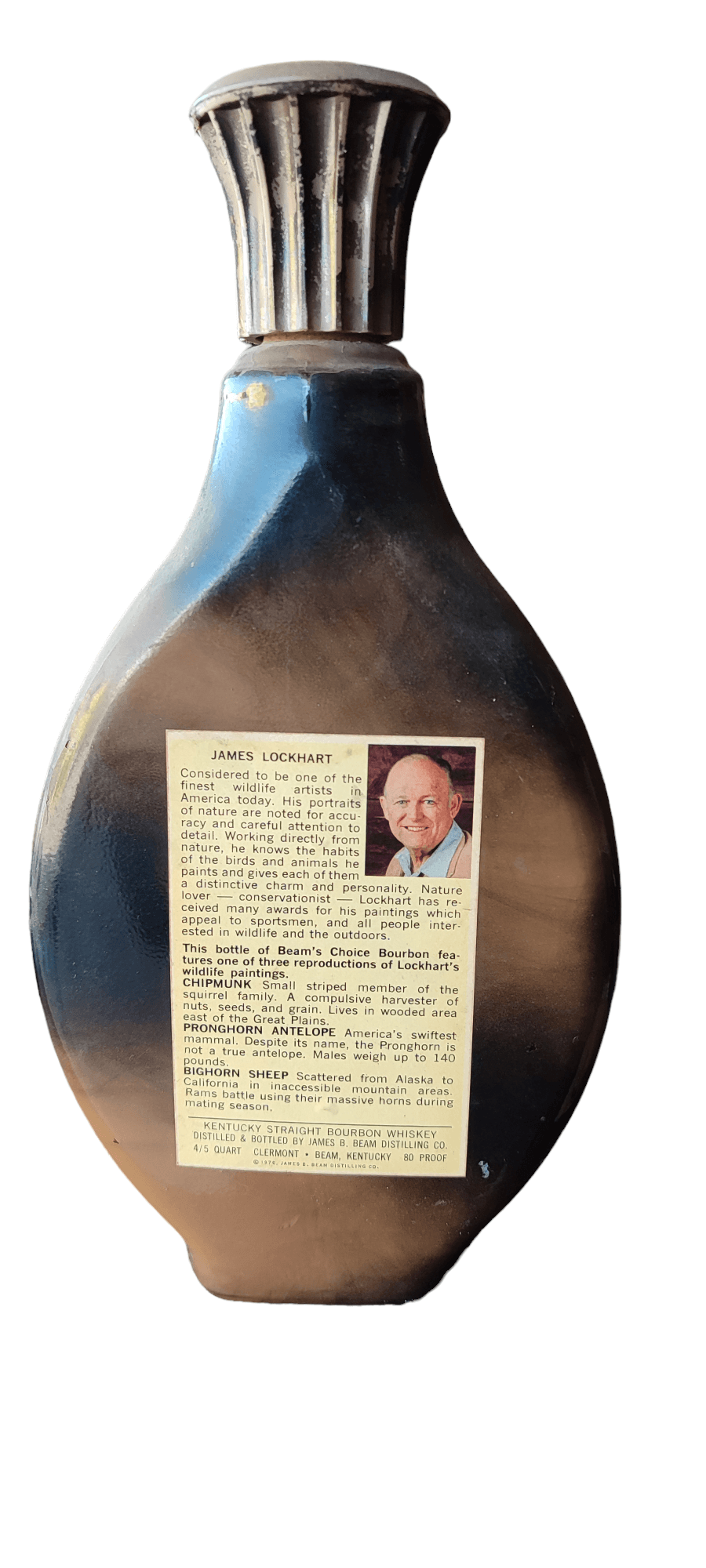 ¡Una botella vacía de Jim Beam's Choice Kentucky Bourbon del año 1976 - Antiques Bazaar Ensenada