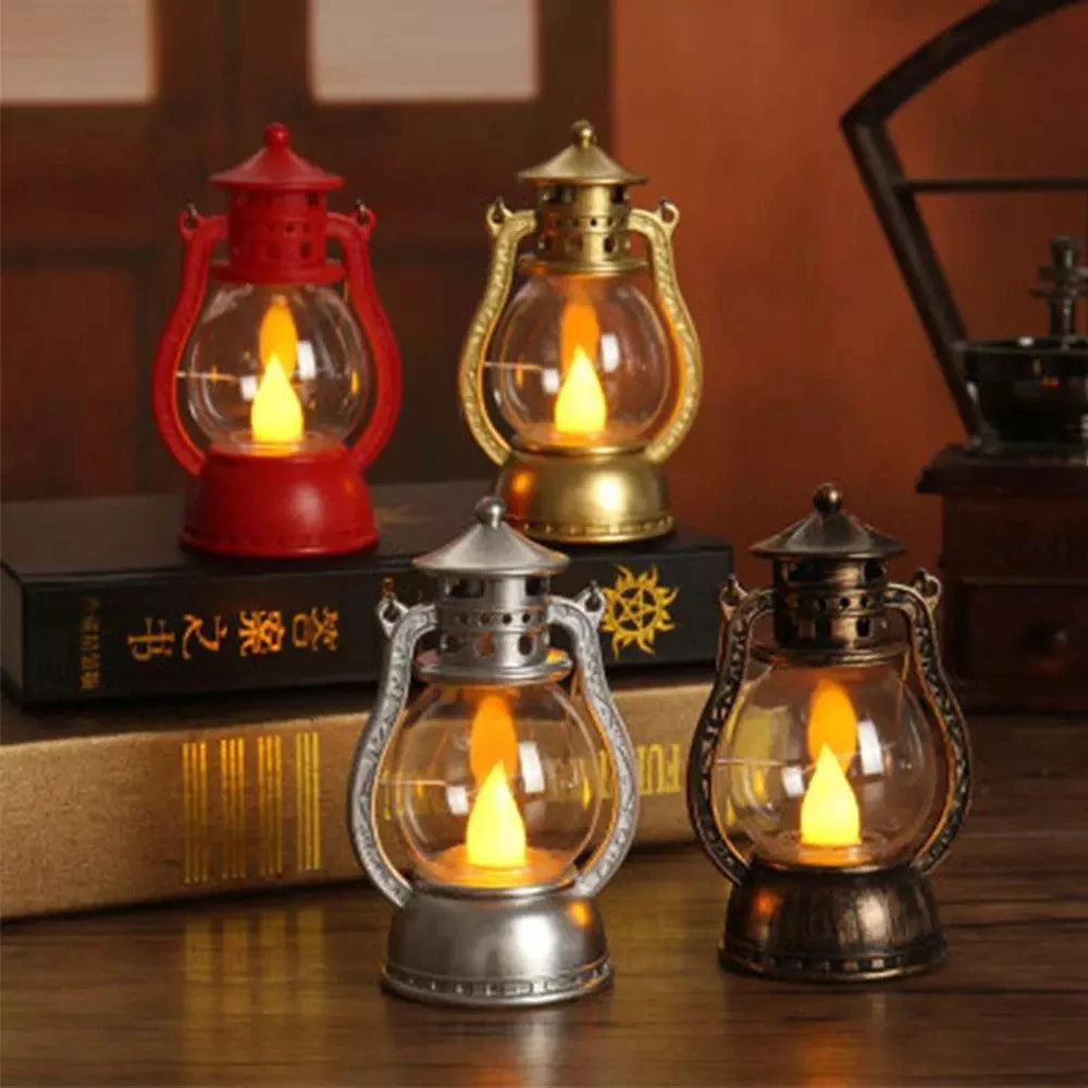 Antique Candlestick Resin Candle Accessory Glass Cover Lantern Candelabra Retro Kerosene Lamp Nostalgic Candlesticks Home Decor - Antiques Bazaar Ensenada