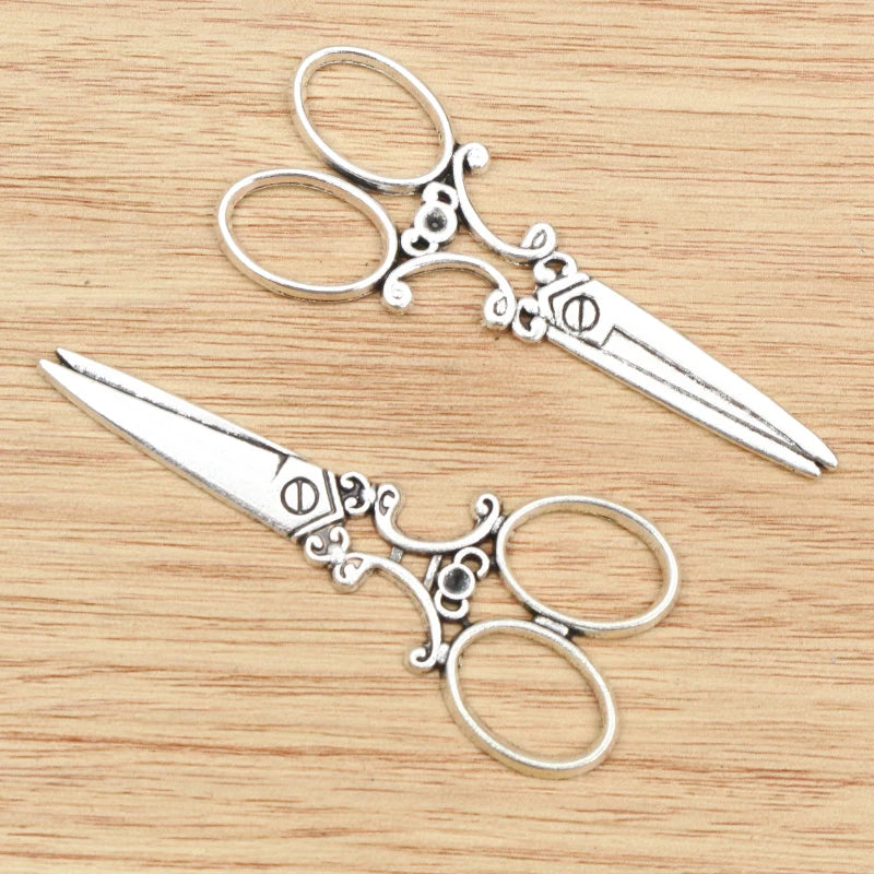 6pcs 60x25mm Antique Bronze and Antique Silver Plated Scissors Handmade Charms Pendant:DIY for bracelet necklace - Antiques Bazaar Ensenada