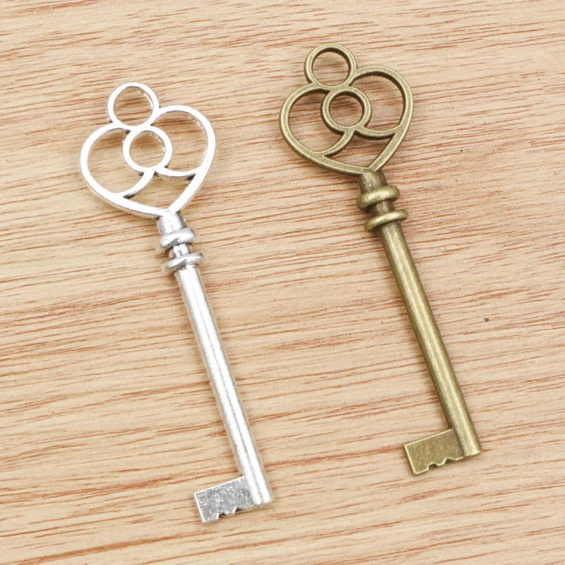 5pcs 60x19mm Antique Bronze and Antique Silver Plated Key Handmade Charms Pendant:DIY for bracelet necklace - Antiques Bazaar Ensenada