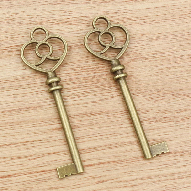 5pcs 60x19mm Antique Bronze and Antique Silver Plated Key Handmade Charms Pendant:DIY for bracelet necklace - Antiques Bazaar Ensenada