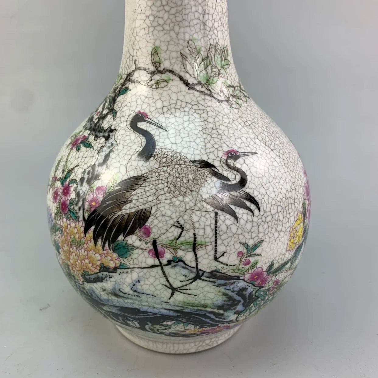 Pine Crane Spring Appreciation Vase Home Decor Antique Porcelain Old Chinese Style Ornaments Antique Curio Collection Garden - Antiques Bazaar Ensenada