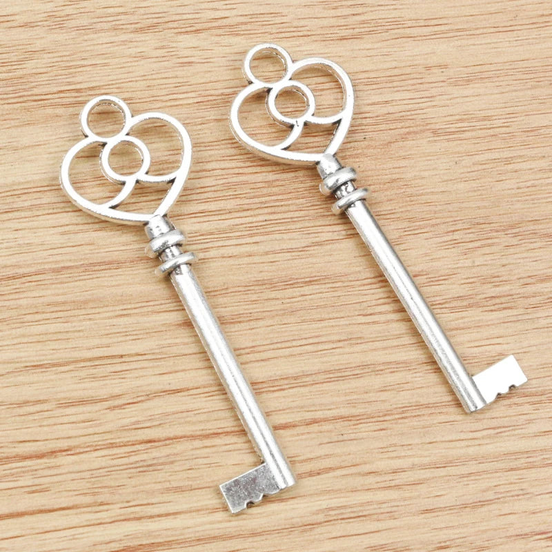 5pcs 60x19mm Antique Bronze and Antique Silver Plated Key Handmade Charms Pendant:DIY for bracelet necklace - Antiques Bazaar Ensenada