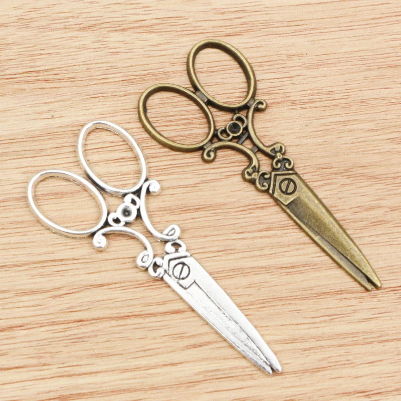 6pcs 60x25mm Antique Bronze and Antique Silver Plated Scissors Handmade Charms Pendant:DIY for bracelet necklace - Antiques Bazaar Ensenada
