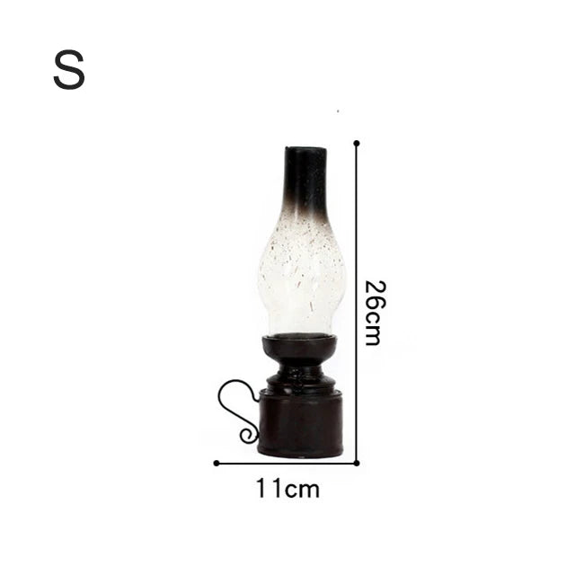 Antique Candlestick Resin Candle Accessory Glass Cover Lantern Candelabra Retro Kerosene Lamp Nostalgic Candlesticks Home Decor - Antiques Bazaar Ensenada
