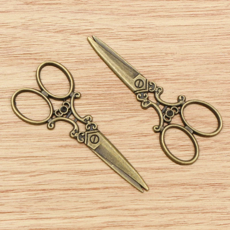 6pcs 60x25mm Antique Bronze and Antique Silver Plated Scissors Handmade Charms Pendant:DIY for bracelet necklace - Antiques Bazaar Ensenada