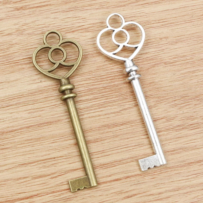 5pcs 60x19mm Antique Bronze and Antique Silver Plated Key Handmade Charms Pendant:DIY for bracelet necklace - Antiques Bazaar Ensenada