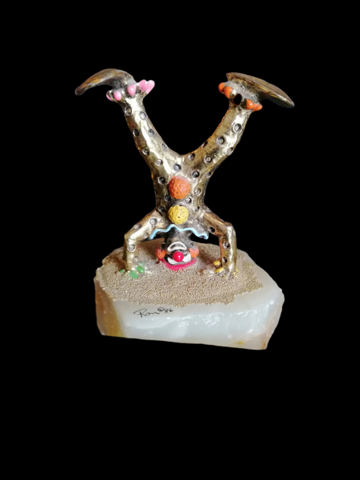 Payaso Acróbata de Ron Lee (1987) con Base de Piedra 🎪✨ - Antiques Bazaar Ensenada