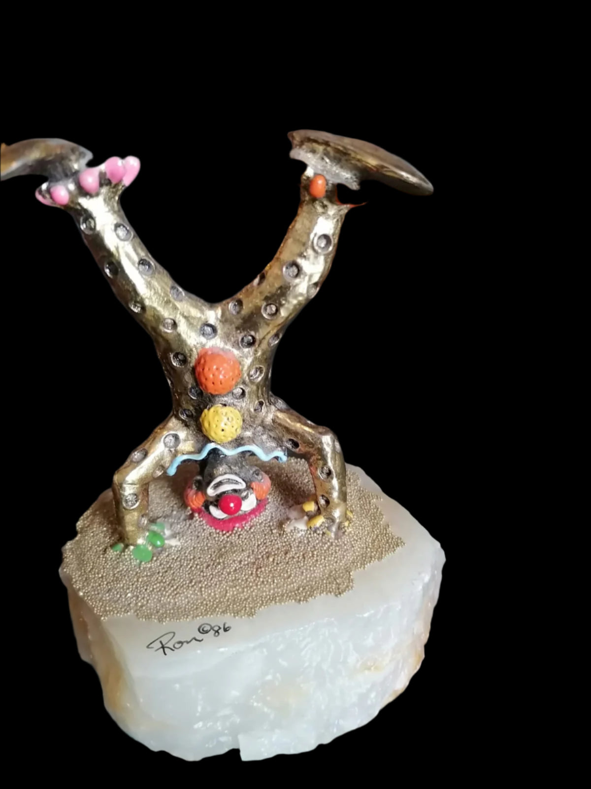Payaso Acróbata de Ron Lee (1987) con Base de Piedra 🎪✨ - Antiques Bazaar Ensenada