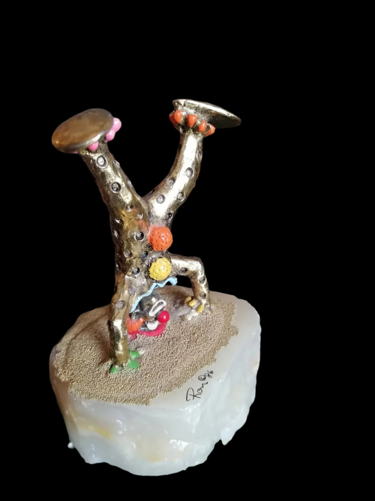Payaso Acróbata de Ron Lee (1987) con Base de Piedra 🎪✨ - Antiques Bazaar Ensenada