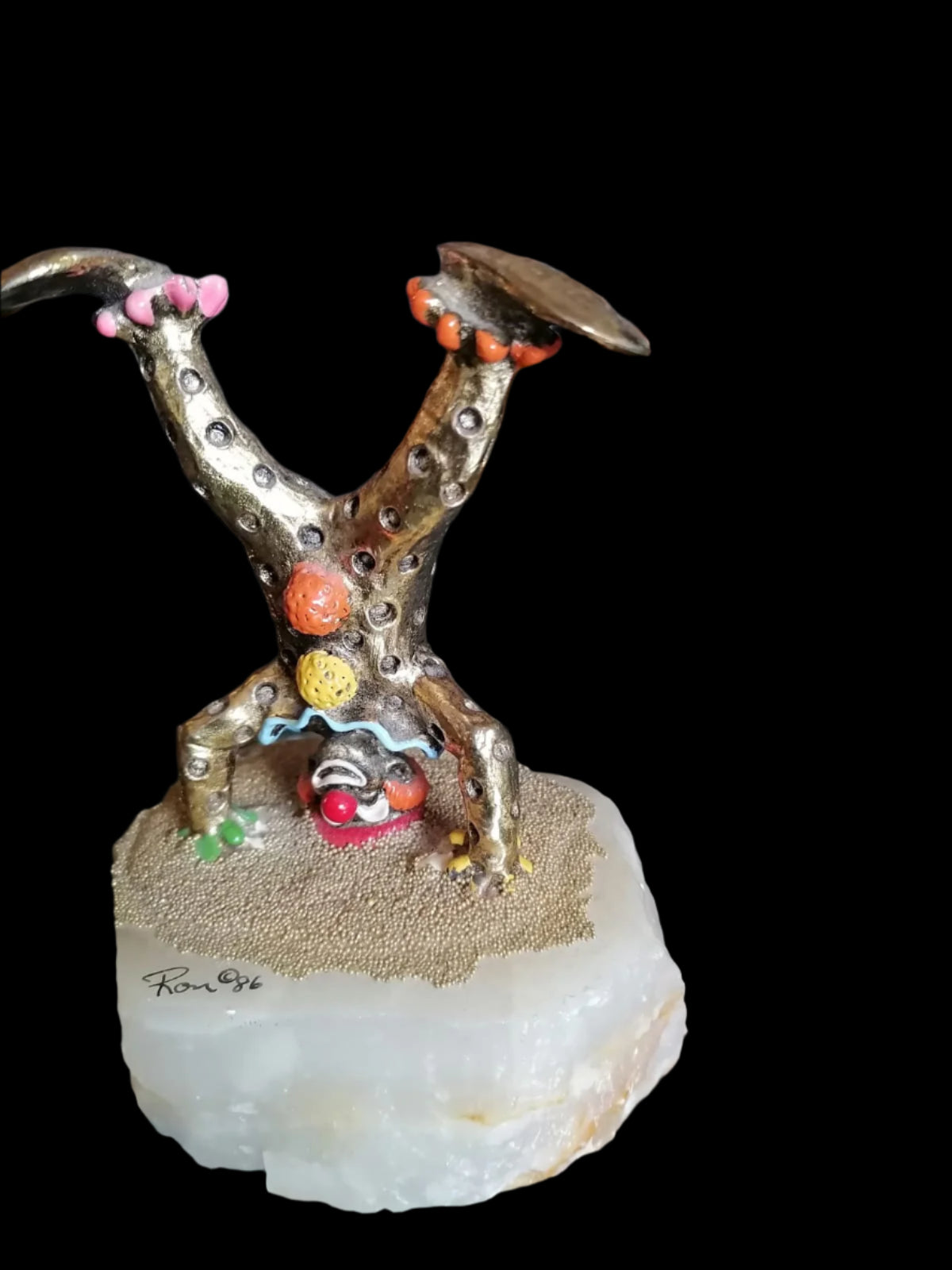 Payaso Acróbata de Ron Lee (1987) con Base de Piedra 🎪✨ - Antiques Bazaar Ensenada