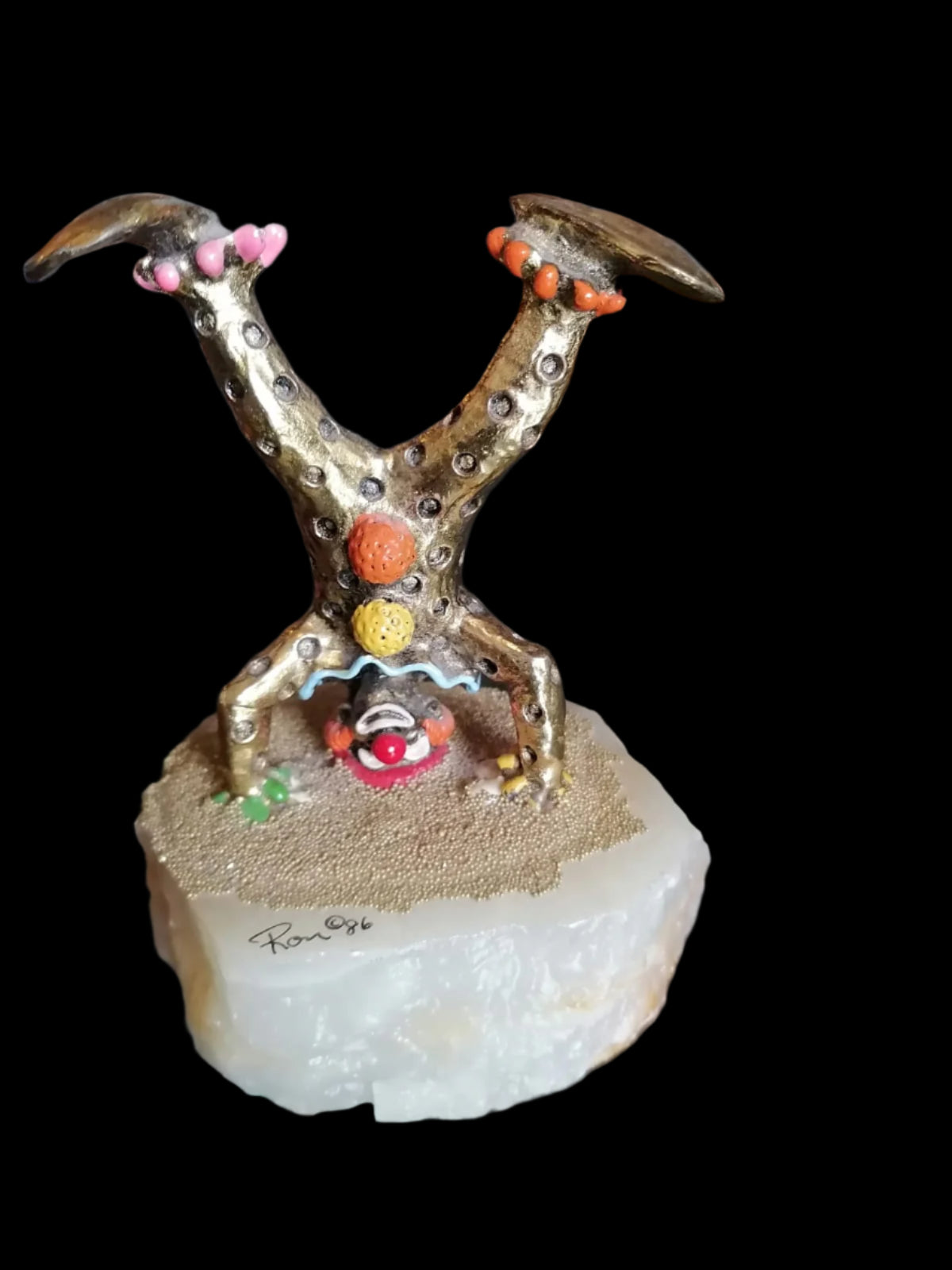 Payaso Acróbata de Ron Lee (1987) con Base de Piedra 🎪✨ - Antiques Bazaar Ensenada