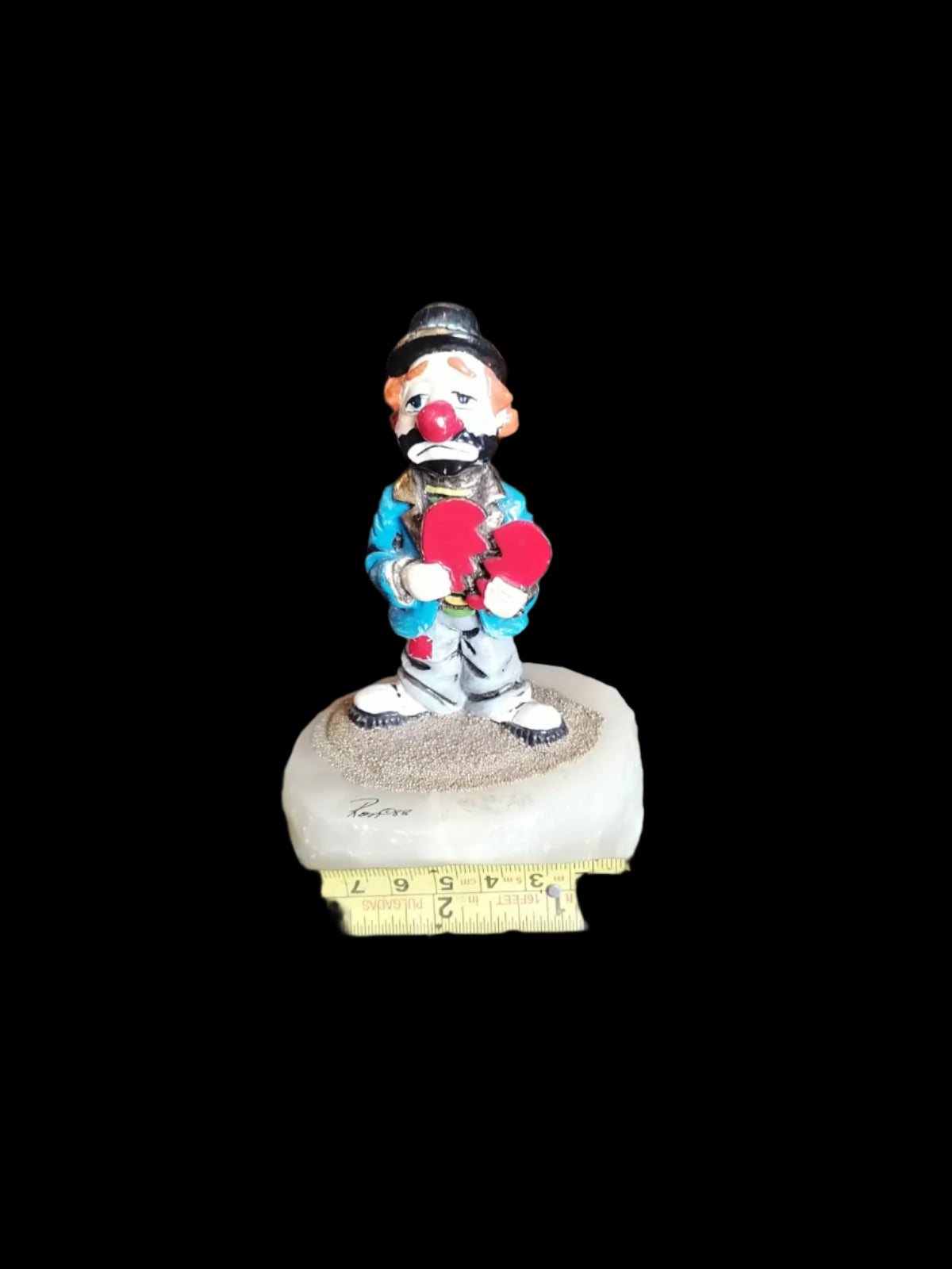 Payaso Triste de Ron Lee (1988) con Base de Piedra 🎭✨ - Antiques Bazaar Ensenada