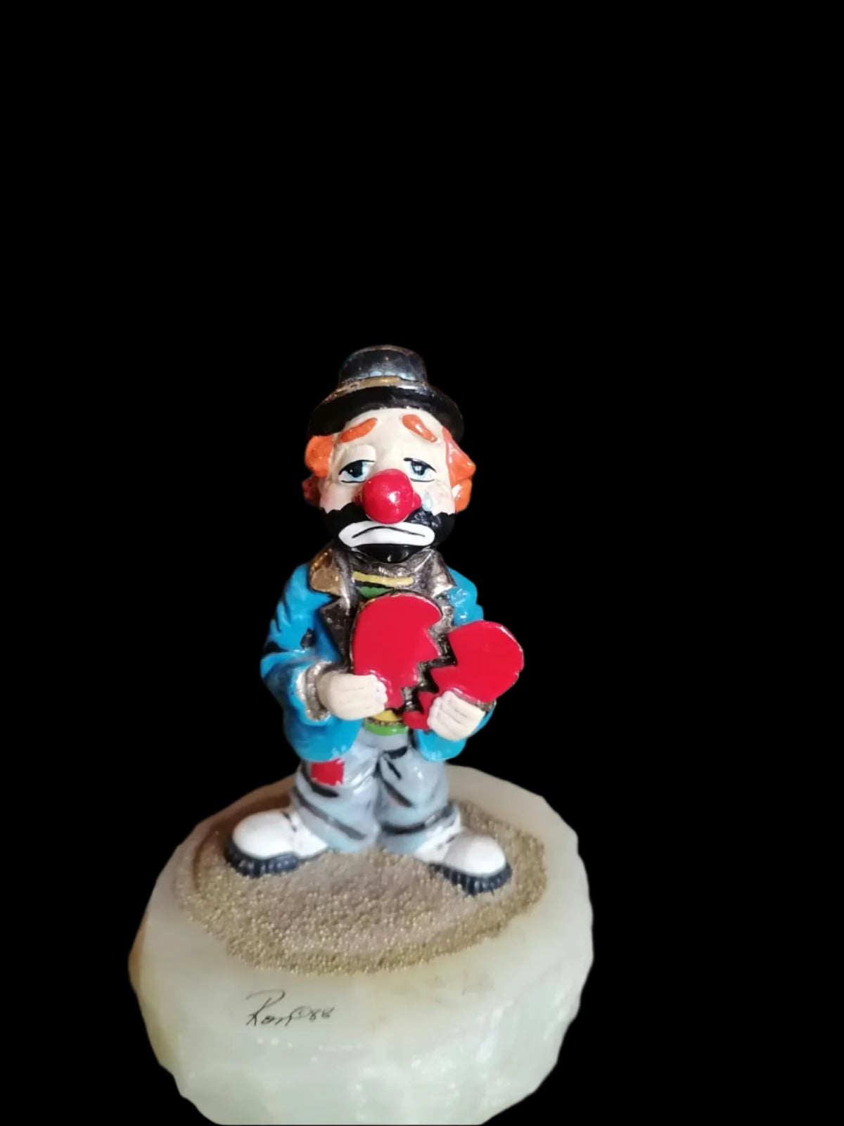 Payaso Triste de Ron Lee (1988) con Base de Piedra 🎭✨ - Antiques Bazaar Ensenada