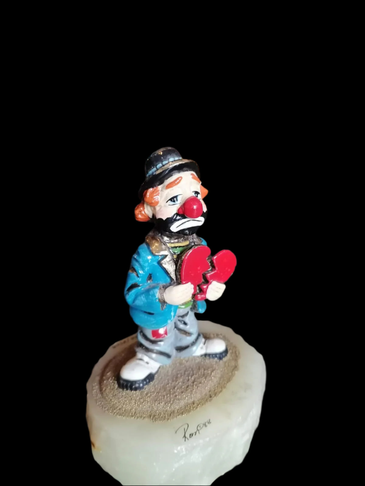 Payaso Triste de Ron Lee (1988) con Base de Piedra 🎭✨ - Antiques Bazaar Ensenada
