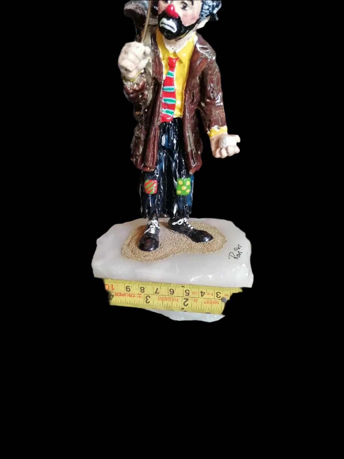 Payaso Mendigo de Ron Lee (1985) con Base de Piedra 🎭✨ - Antiques Bazaar Ensenada