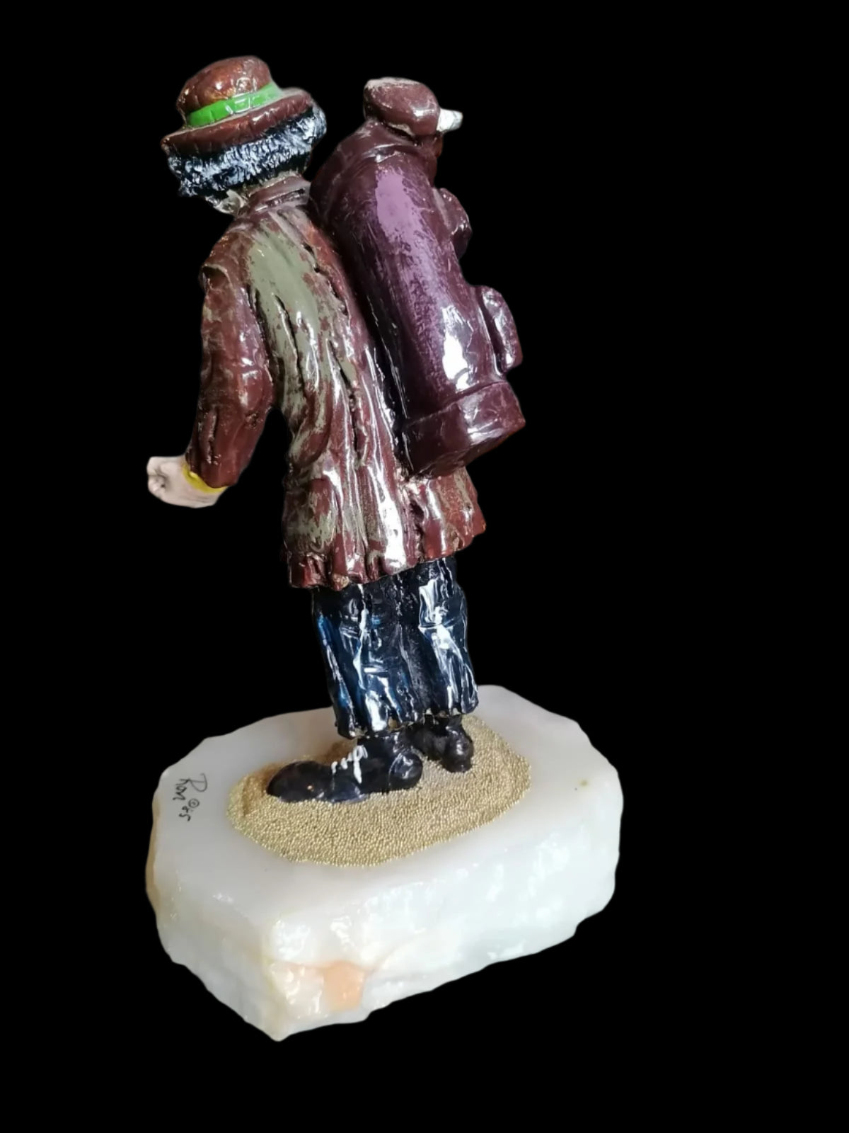 Payaso Mendigo de Ron Lee (1985) con Base de Piedra 🎭✨ - Antiques Bazaar Ensenada