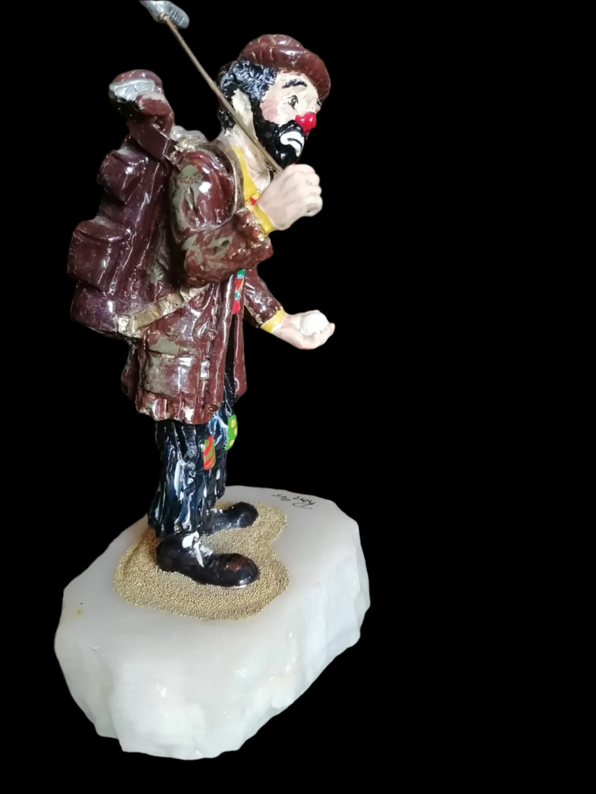 Payaso Mendigo de Ron Lee (1985) con Base de Piedra 🎭✨ - Antiques Bazaar Ensenada