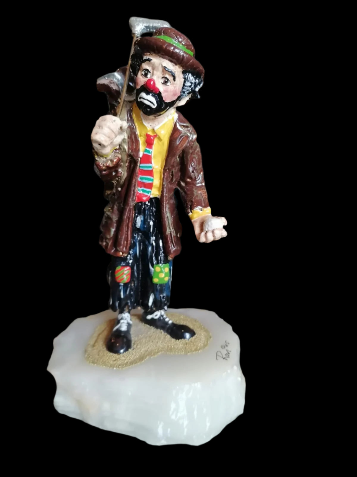 Payaso Mendigo de Ron Lee (1985) con Base de Piedra 🎭✨ - Antiques Bazaar Ensenada