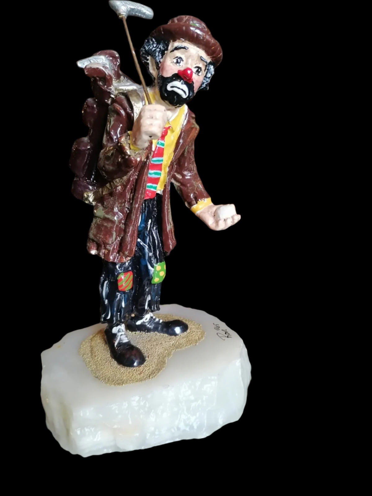 Payaso Mendigo de Ron Lee (1985) con Base de Piedra 🎭✨ - Antiques Bazaar Ensenada