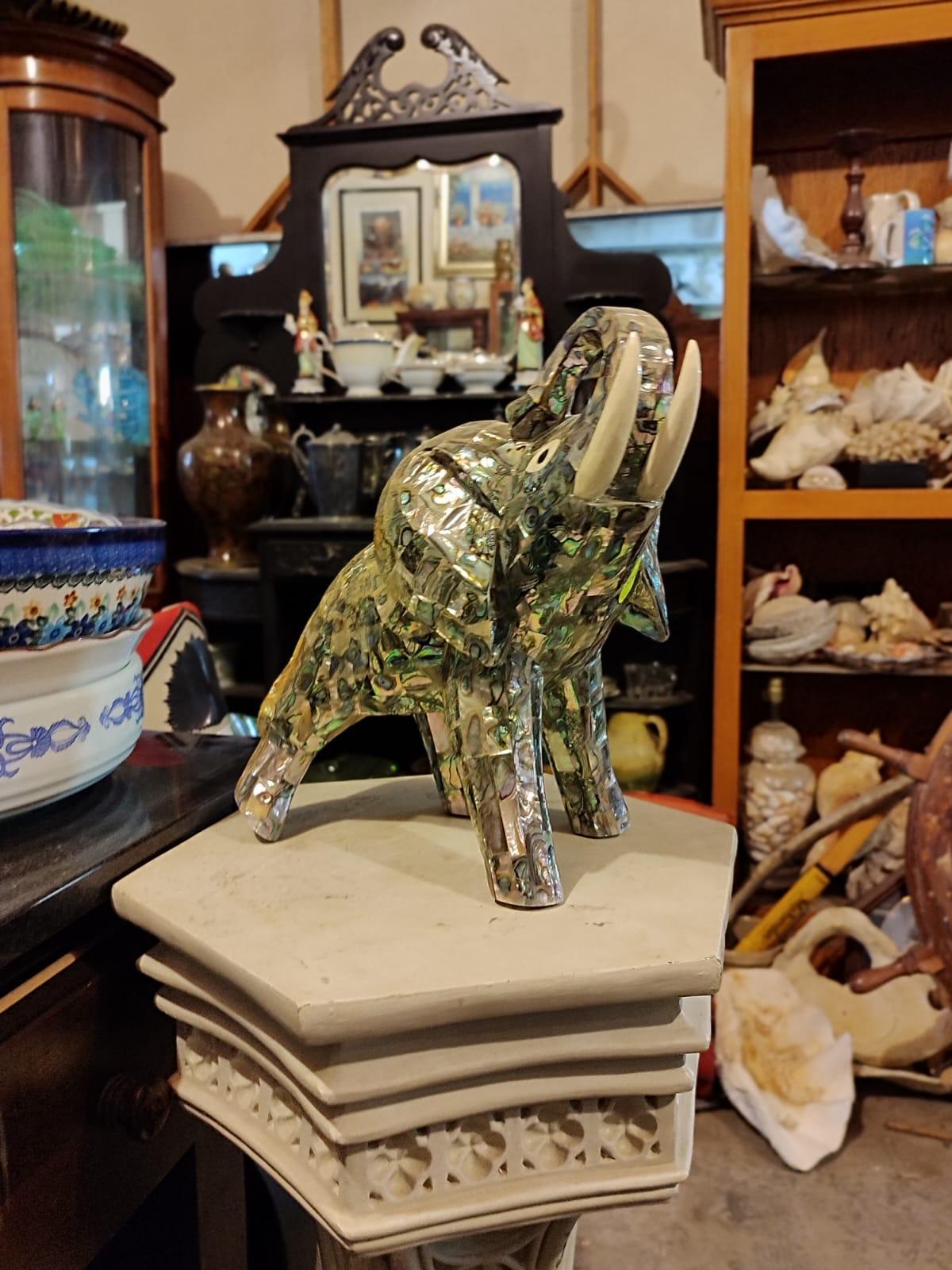 Abalone Elephant Sculpture - Antiques Bazaar Ensenada