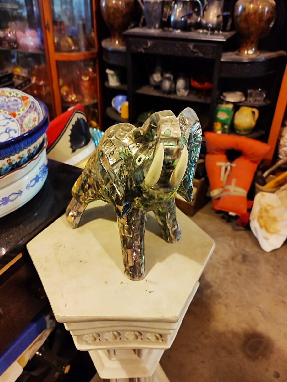 Abalone Elephant Sculpture - Antiques Bazaar Ensenada