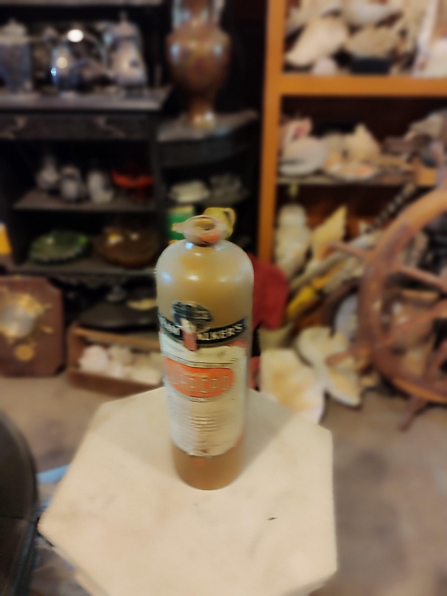 Vtg Hiram Walker's Orange Curaçao Stoneware Bottle - Antiques Bazaar Ensenada