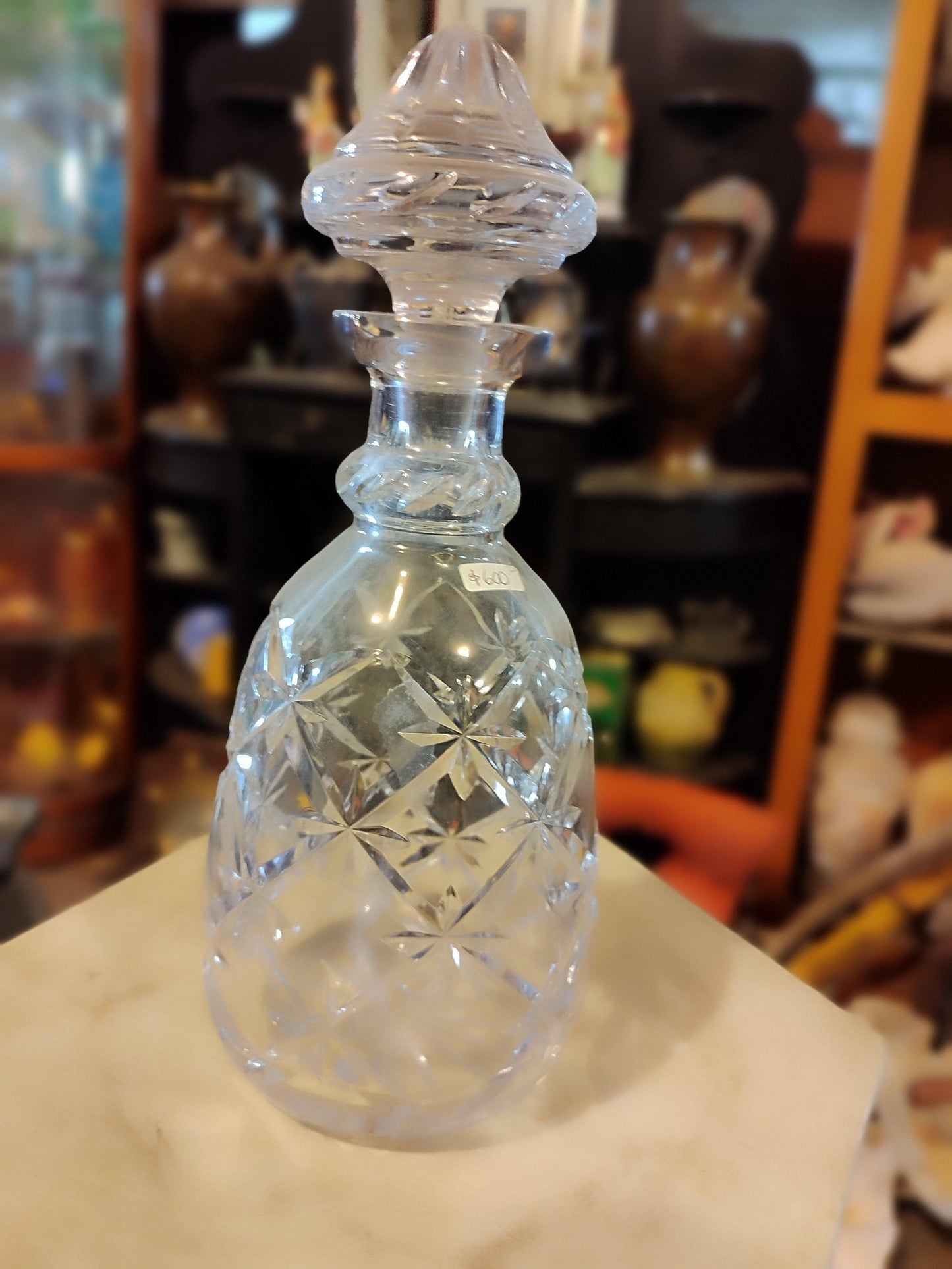 Barware Cut Crystal Glass Decanter With Stopper - Antiques Bazaar Ensenada