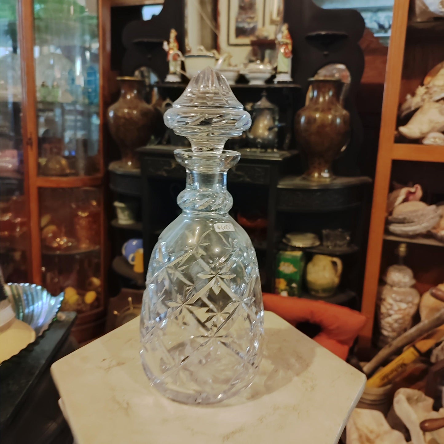 Barware Cut Crystal Glass Decanter With Stopper - Antiques Bazaar Ensenada