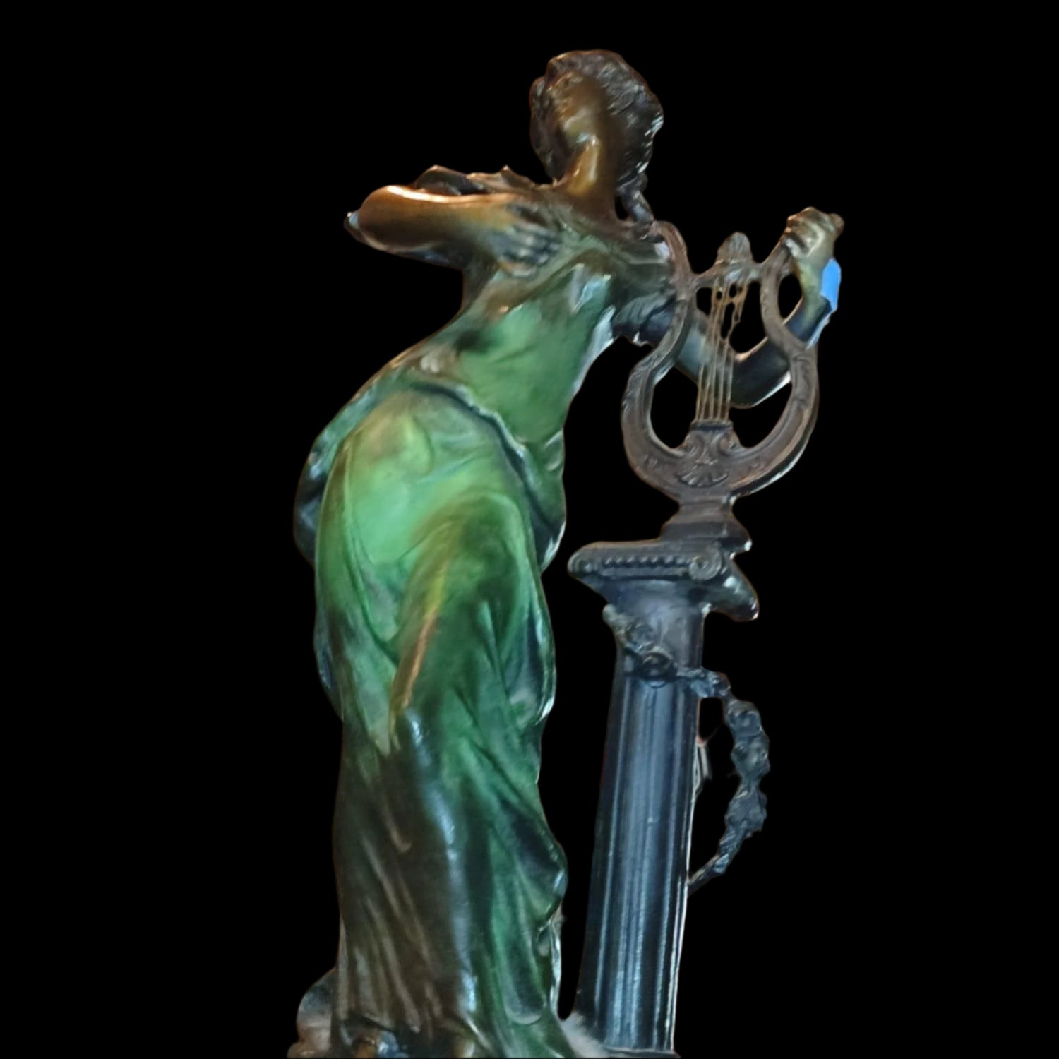 Harp girl Bronze Sculpture by Auguste Moreau - Antiques Bazaar Ensenada