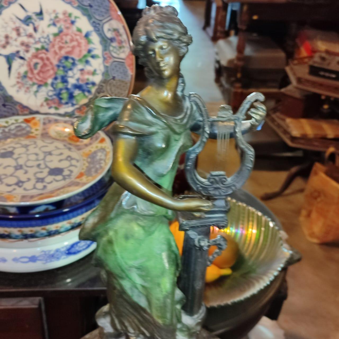 Harp girl Bronze Sculpture by Auguste Moreau - Antiques Bazaar Ensenada