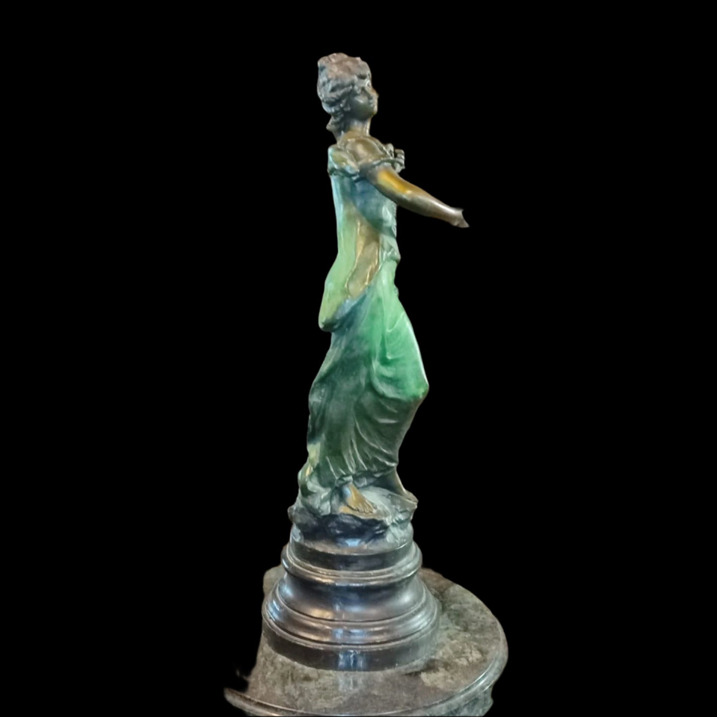 Harp girl Bronze Sculpture by Auguste Moreau - Antiques Bazaar Ensenada