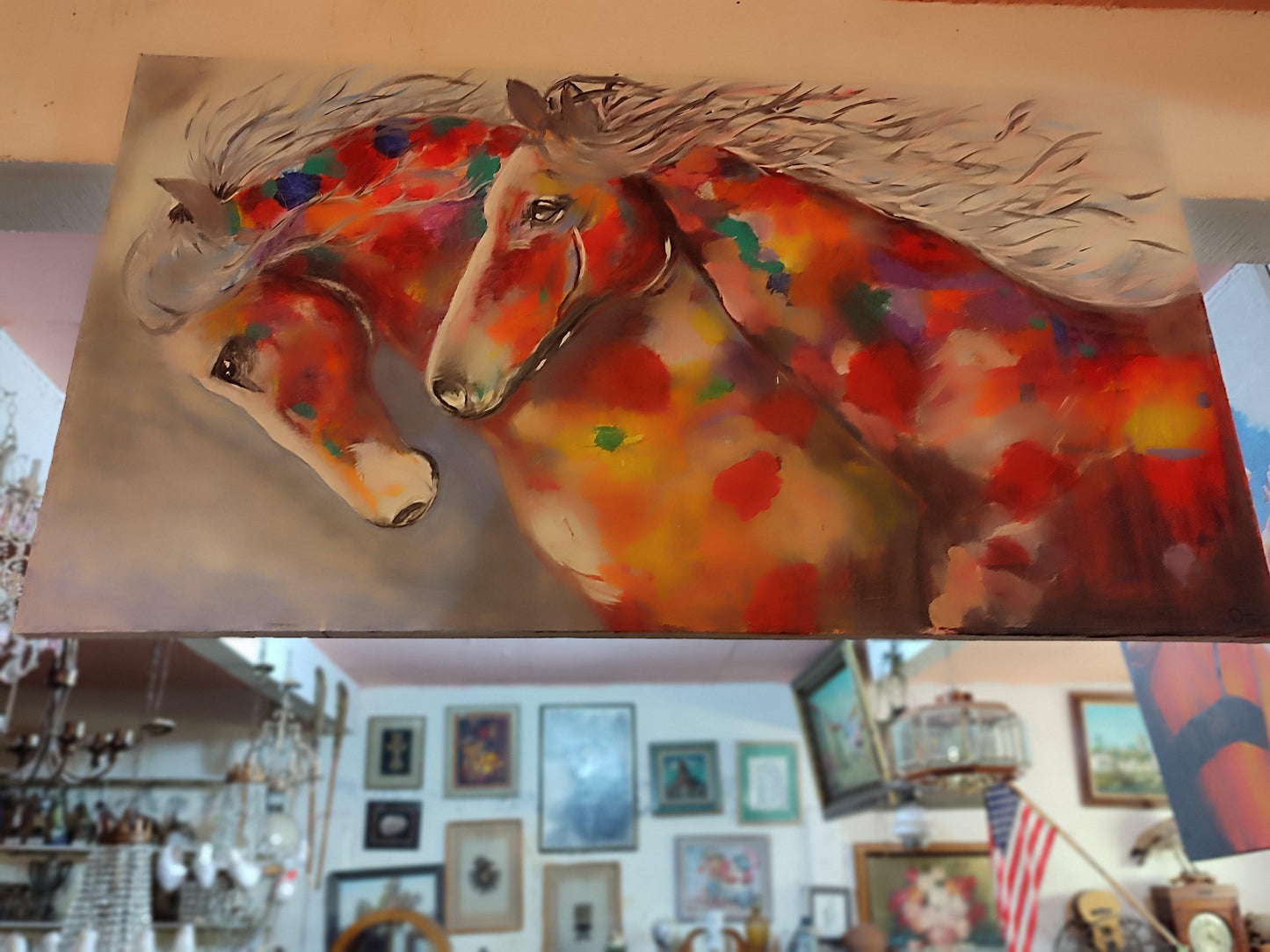 Horses in color- Painting - Antiques Bazaar Ensenada
