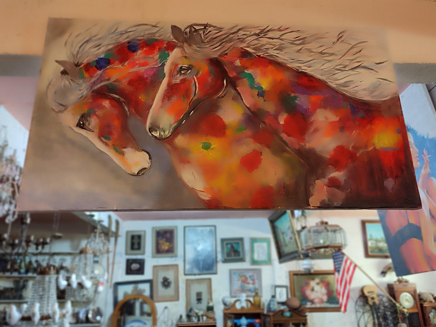 Horses in color- Painting - Antiques Bazaar Ensenada