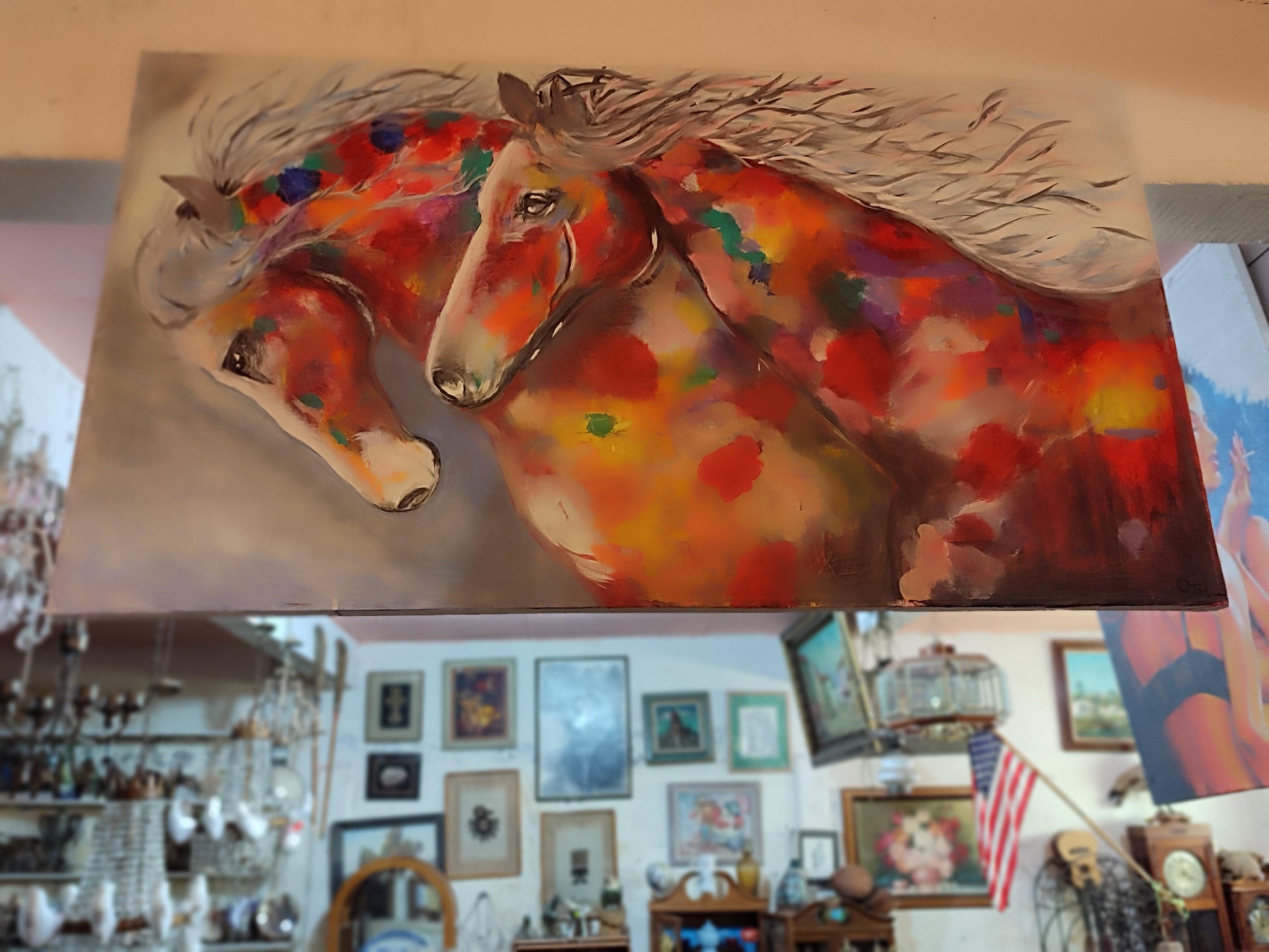 Horses in color- Painting - Antiques Bazaar Ensenada
