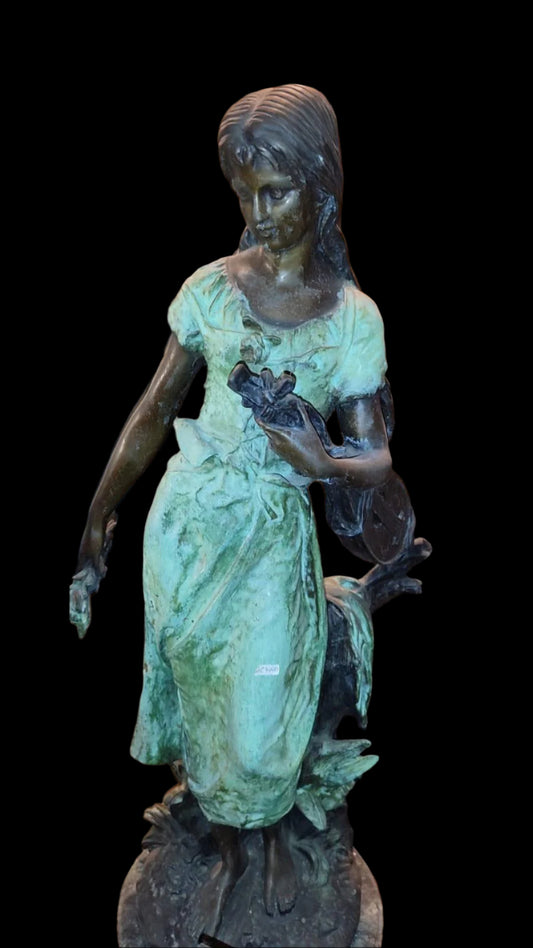 Auguste Moreaud Mandolin Woman Bronze Sculpture - Antiques Bazaar Ensenada