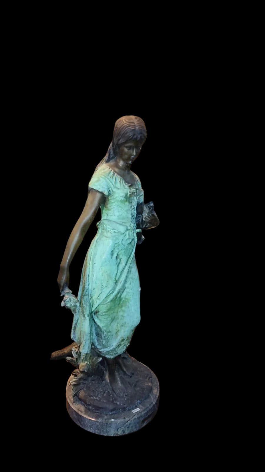 Auguste Moreaud Mandolin Woman Bronze Sculpture - Antiques Bazaar Ensenada