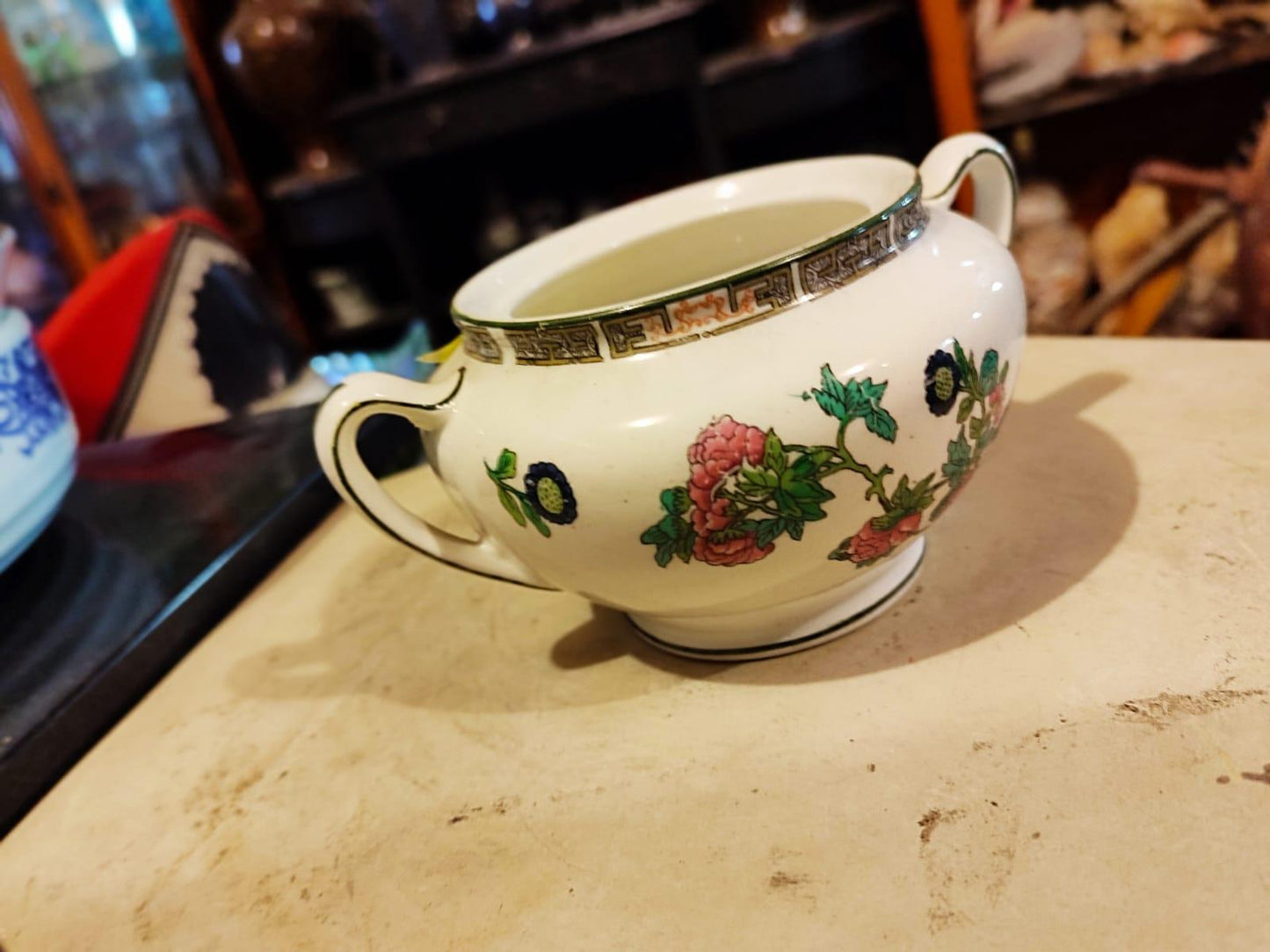 John Maddock and Son England INDIAN TREE Sugar Bowl No Cover 1896 porcelain - Antiques Bazaar Ensenada