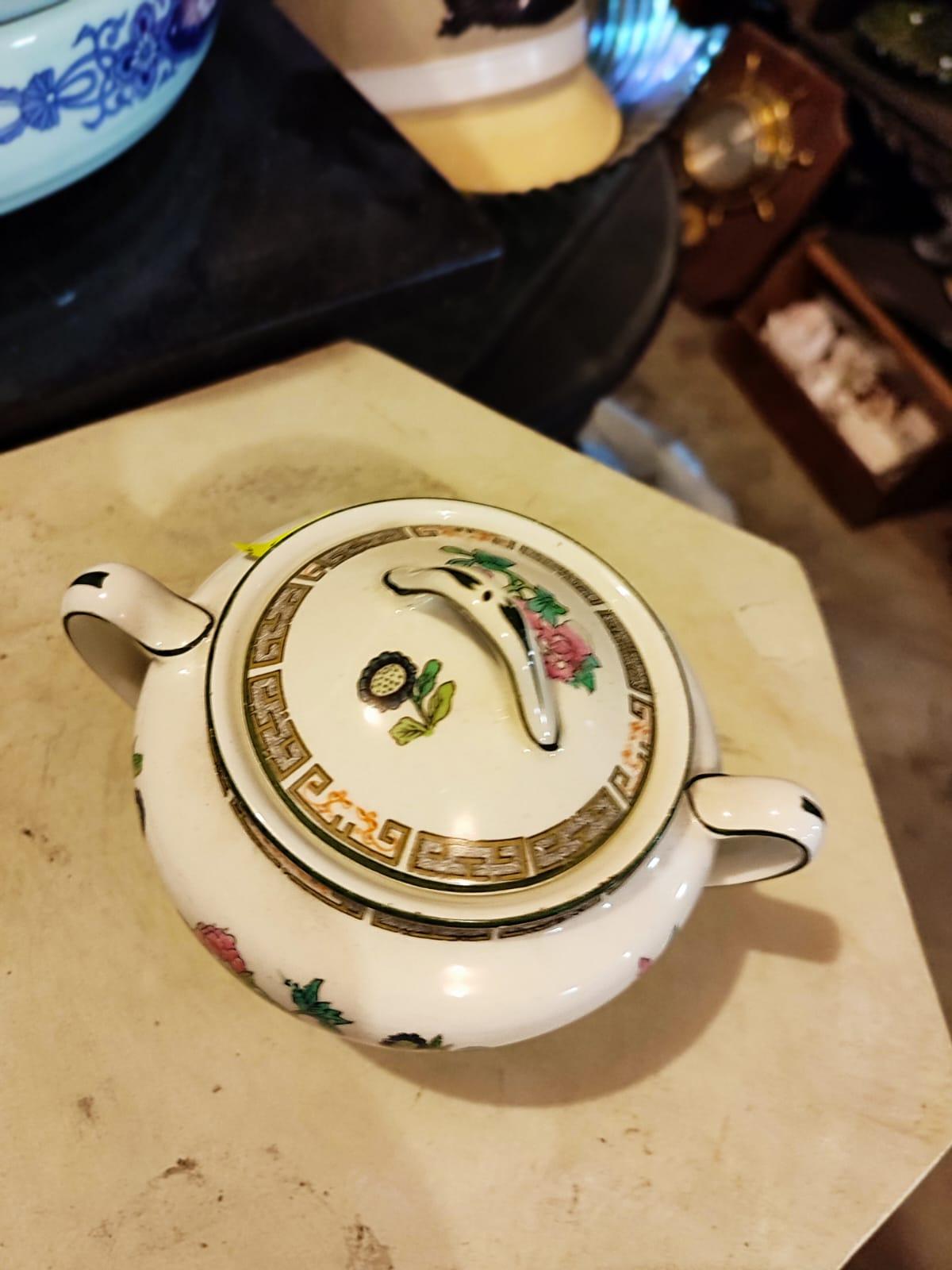 John Maddock and Son England INDIAN TREE Sugar Bowl No Cover 1896 porcelain - Antiques Bazaar Ensenada